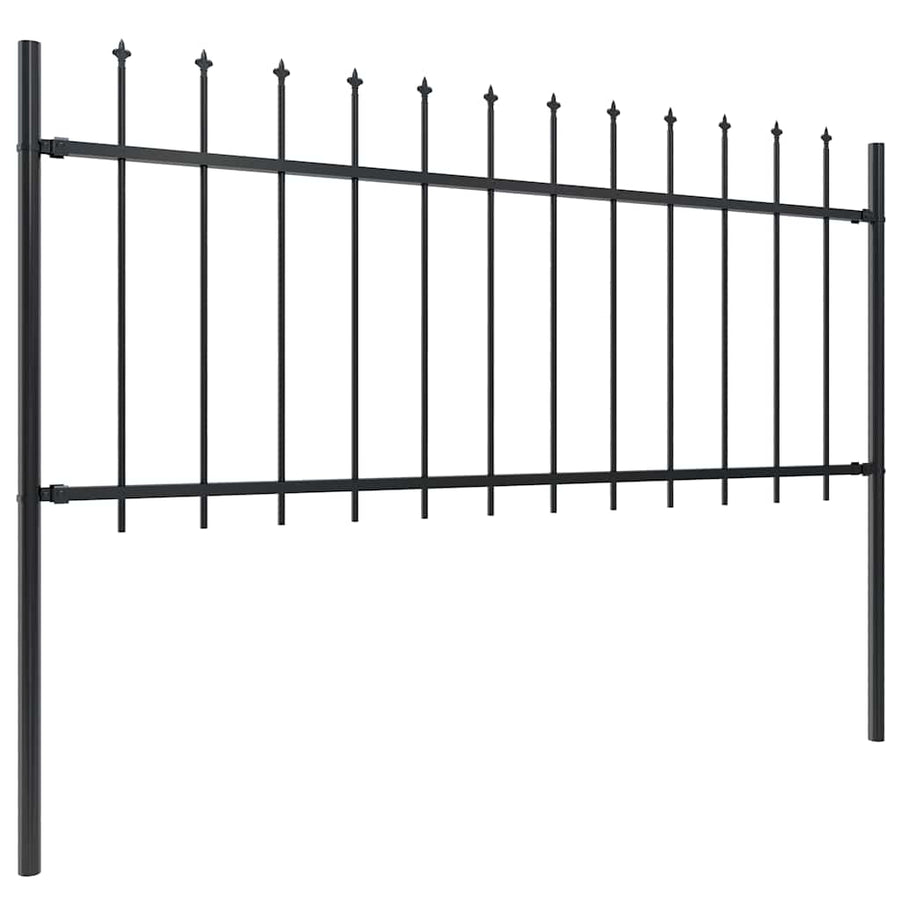 Garden Fence with Spear Top Steel 1005x80 cm Black