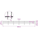 Garden Fence with Spear Top Steel 1005x80 cm Black - 45-Degree Angle