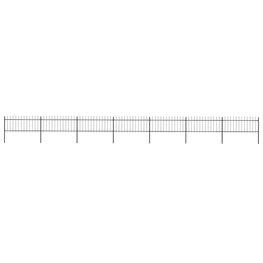 Garden Fence with Spear Top Steel 1172x80 cm Black