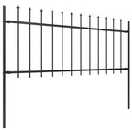 Garden Fence with Spear Top Steel 1172x80 cm Black