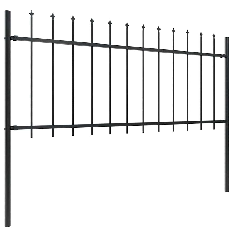 Garden Fence with Spear Top Steel 1172x80 cm Black