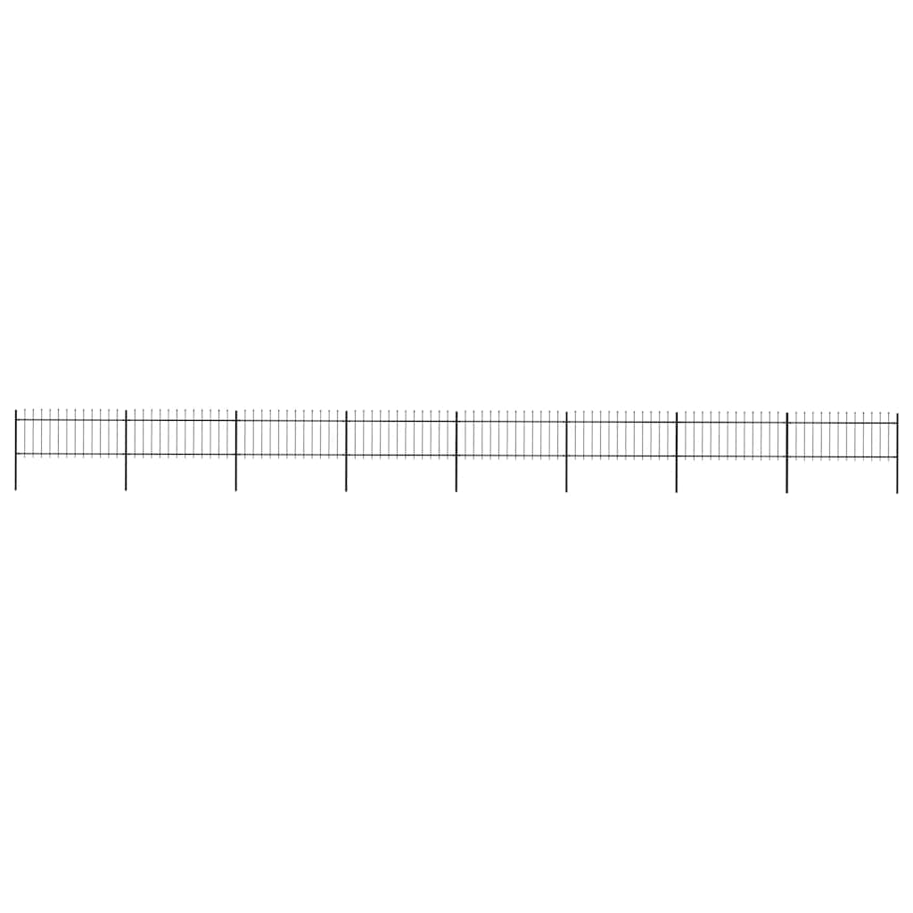 Garden Fence with Spear Top Steel 1426x80 cm Black