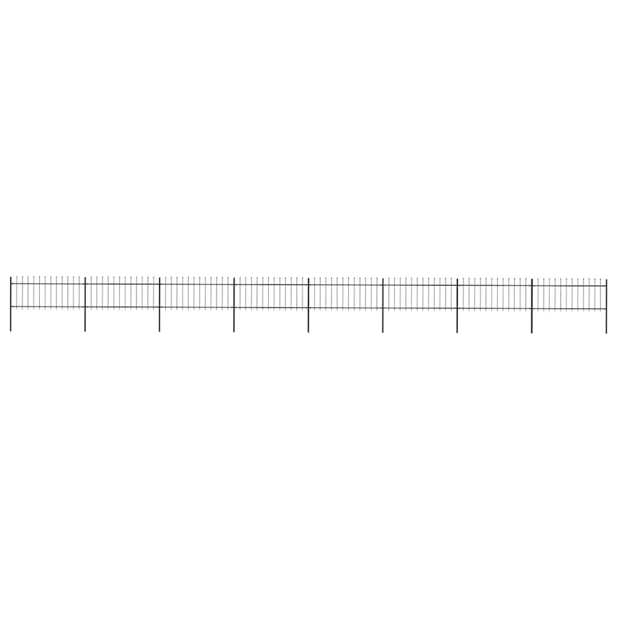 Garden Fence with Spear Top Steel 1339x80 cm Black