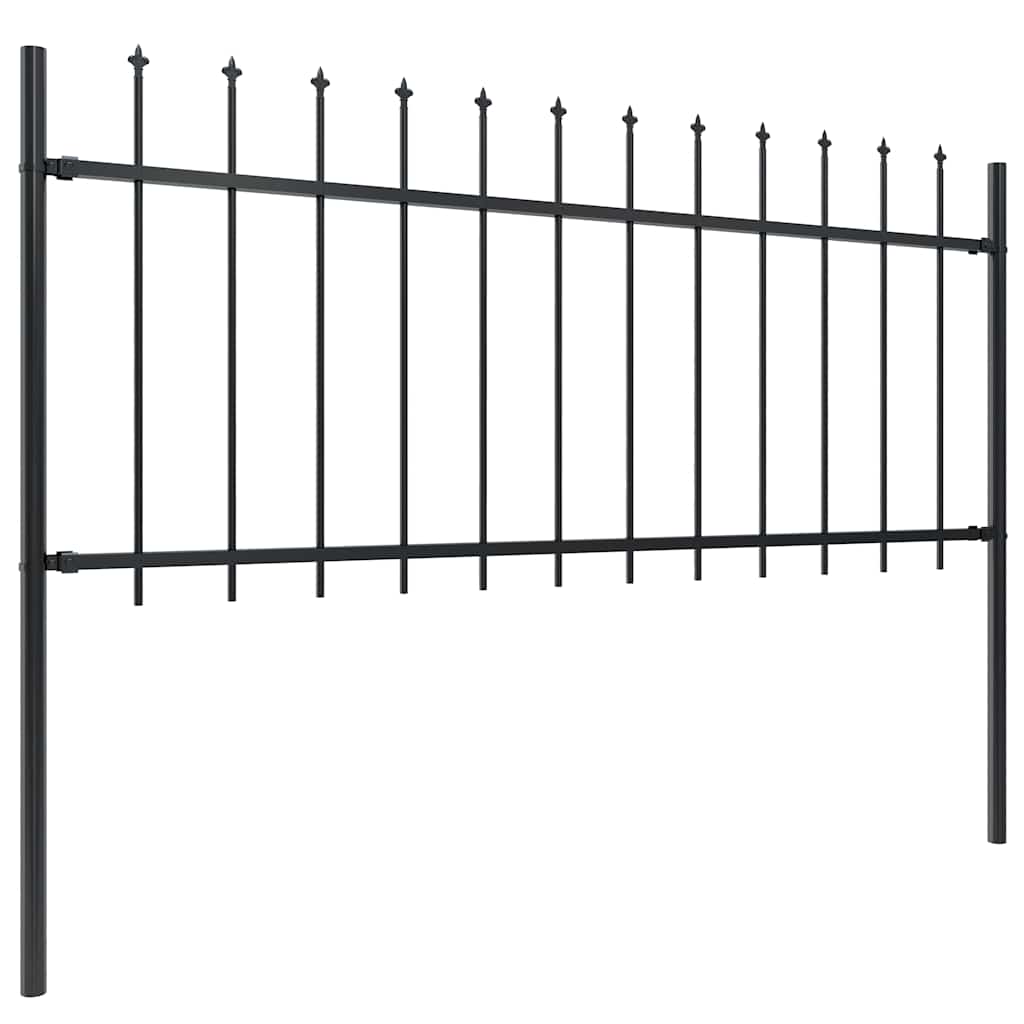 Garden Fence with Spear Top Steel 1426x80 cm Black