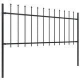 Garden Fence with Spear Top Steel 1426x80 cm Black