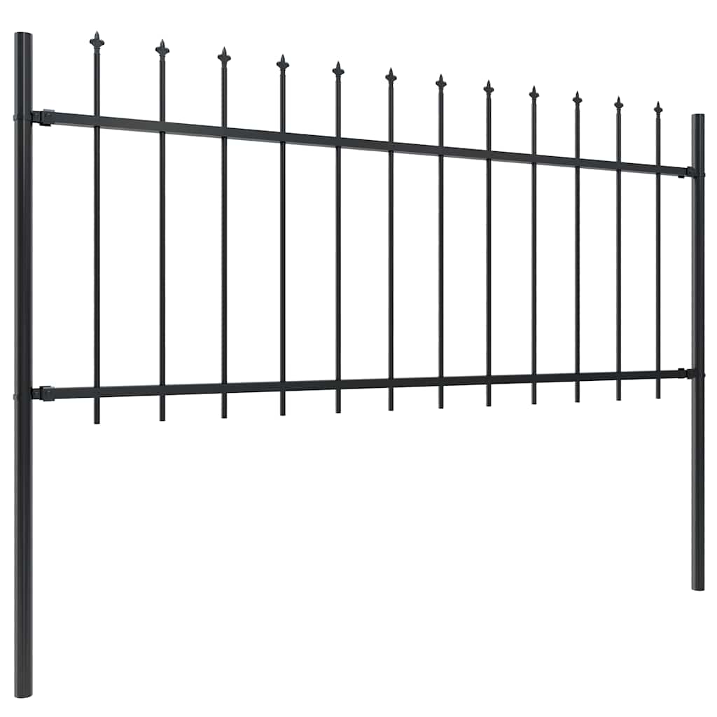 Garden Fence with Spear Top Steel 1603.5x80 cm Black