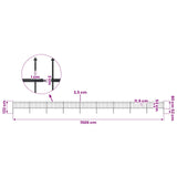 Garden Fence with Spear Top Steel 1506x80 cm Black - 45-Degree Angle