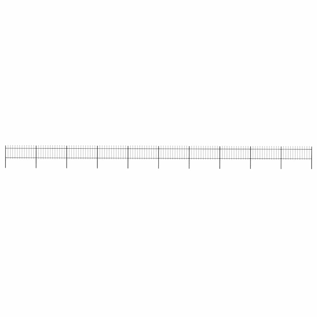 Garden Fence with Spear Top Steel 1781.5x80 cm Black