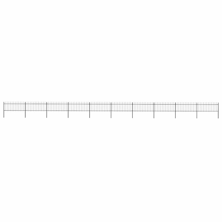 Garden Fence with Spear Top Steel 1673x80 cm Black