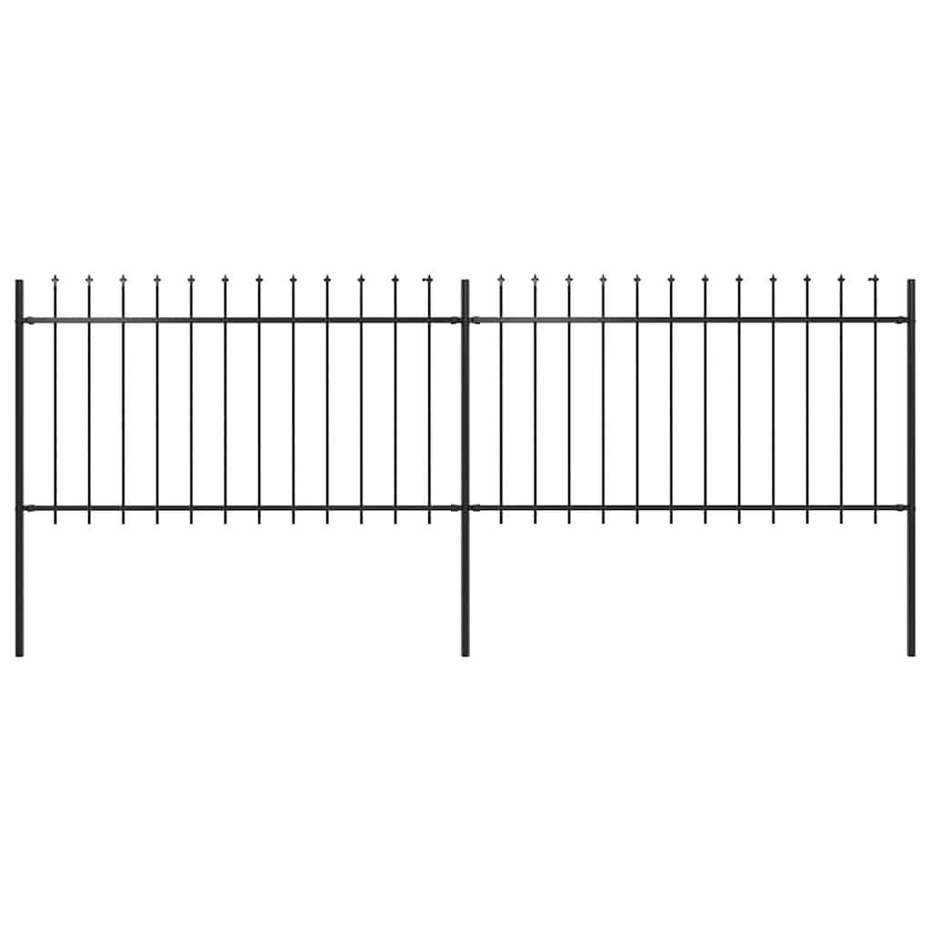 Garden Fence with Spear Top Steel 359x100 cm Black