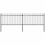 Garden Fence with Spear Top Steel 337x100 cm Black