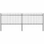 Garden Fence with Spear Top Steel 337x100 cm Black