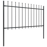 Garden Fence with Spear Top Steel 359x100 cm Black