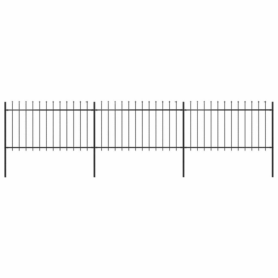 Garden Fence with Spear Top Steel 504x100 cm Black