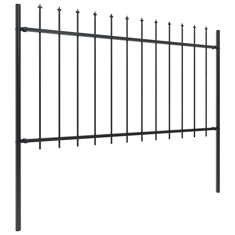 Garden Fence with Spear Top Steel 504x100 cm Black
