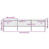 Garden Fence with Spear Top Steel 537x100 cm Black