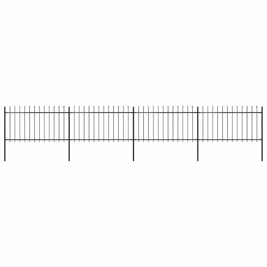 Garden Fence with Spear Top Steel 671x100 cm Black