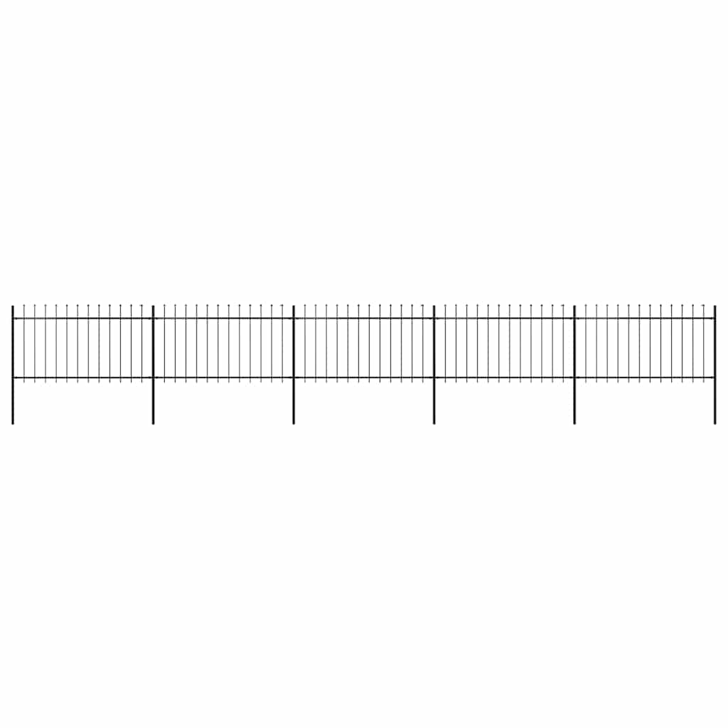 Garden Fence with Spear Top Steel 892.5x100 cm Black