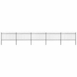 Garden Fence with Spear Top Steel 892.5x100 cm Black