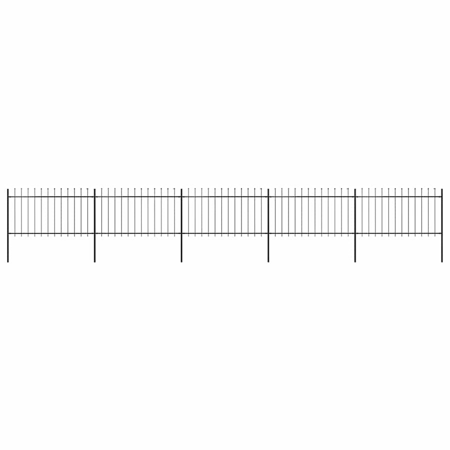 Garden Fence with Spear Top Steel 838x100 cm Black