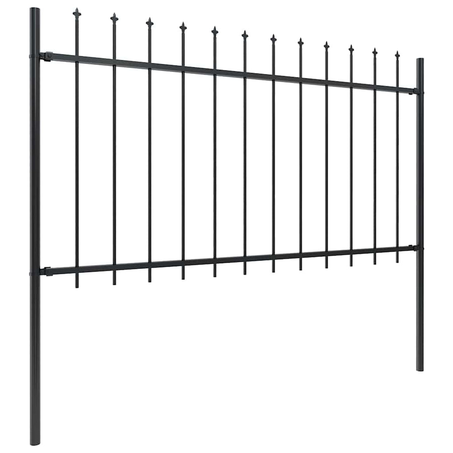 Garden Fence with Spear Top Steel 1005x100 cm Black