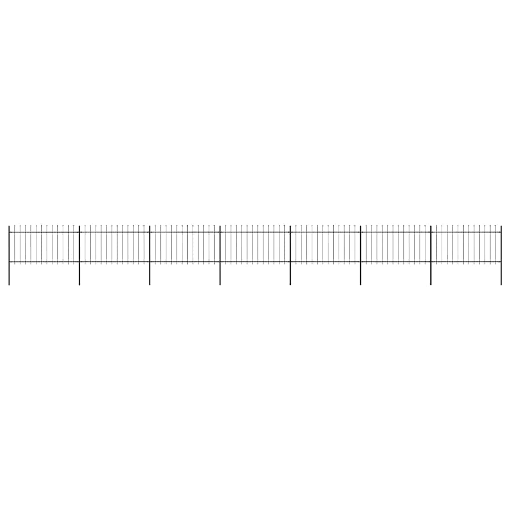 Garden Fence with Spear Top Steel 1248x100 cm Black