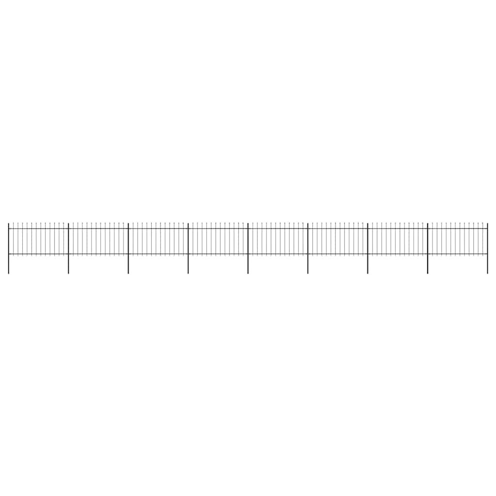 Garden Fence with Spear Top Steel 1426x100 cm Black