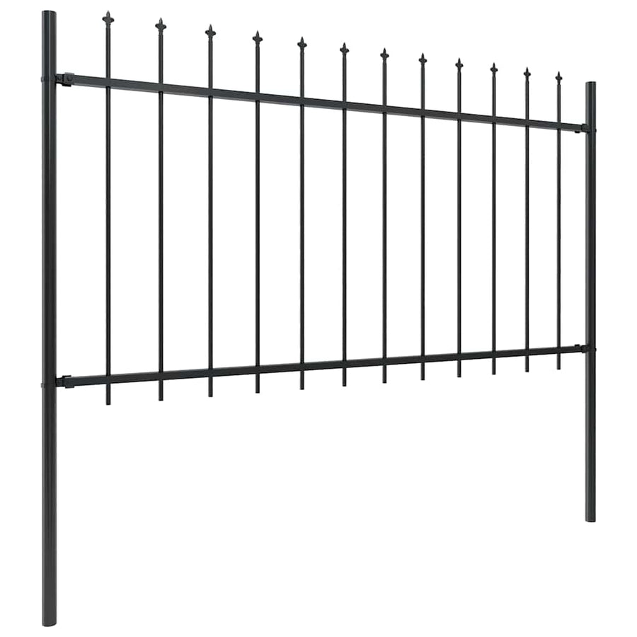 Garden Fence with Spear Top Steel 1339x100 cm Black