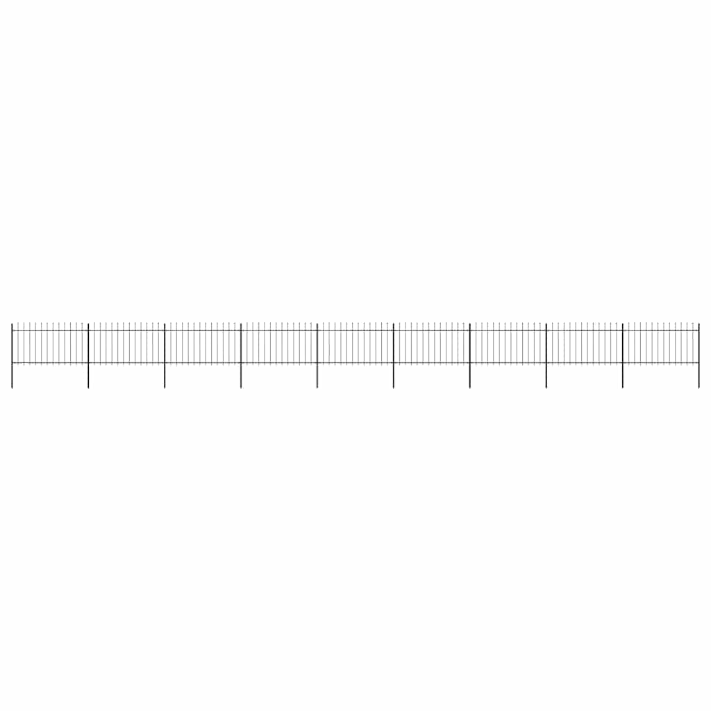 Garden Fence with Spear Top Steel 1603.5x100 cm Black