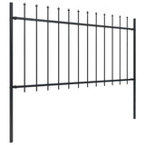 Garden Fence with Spear Top Steel 1603.5x100 cm Black