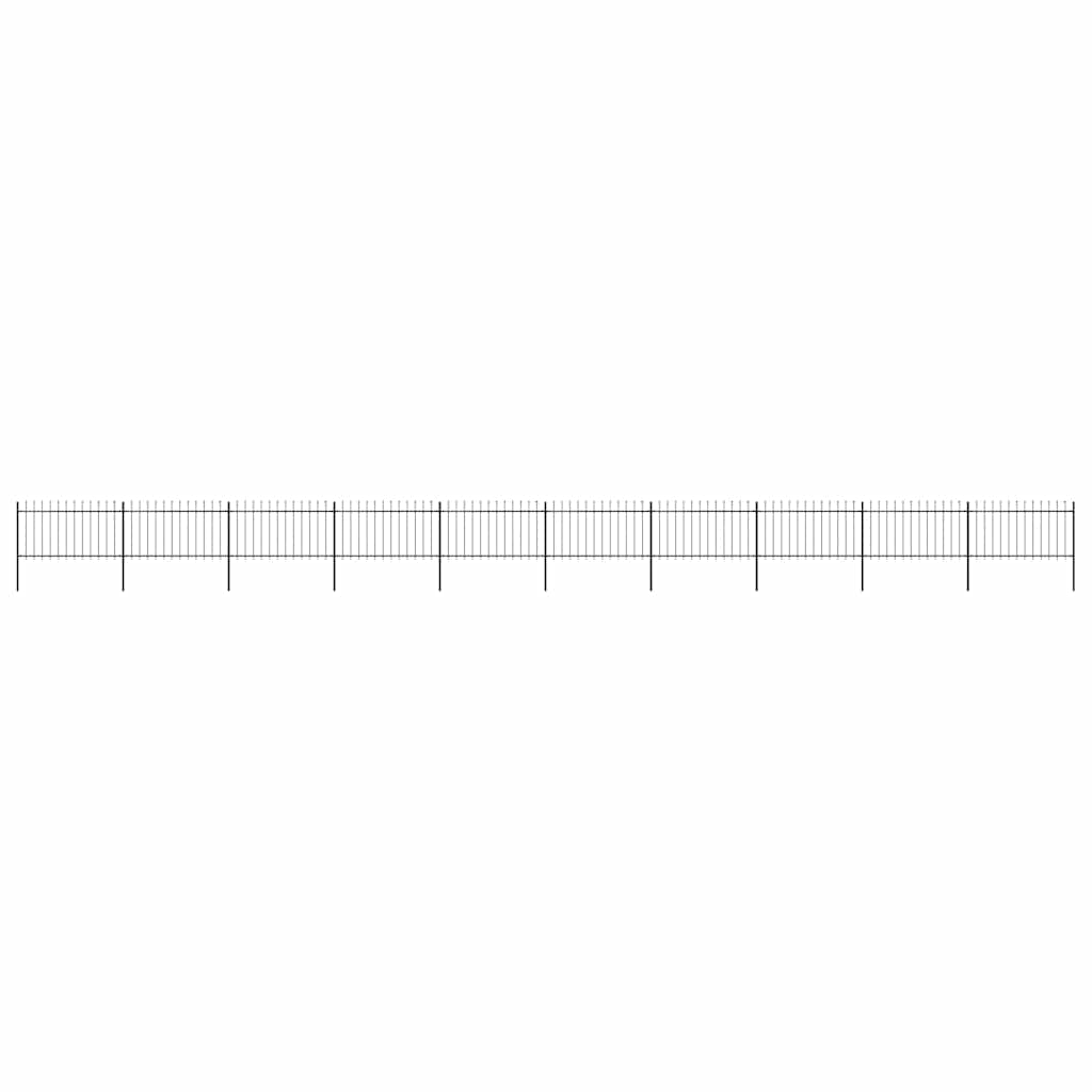 Garden Fence with Spear Top Steel 1781.5x100 cm Black