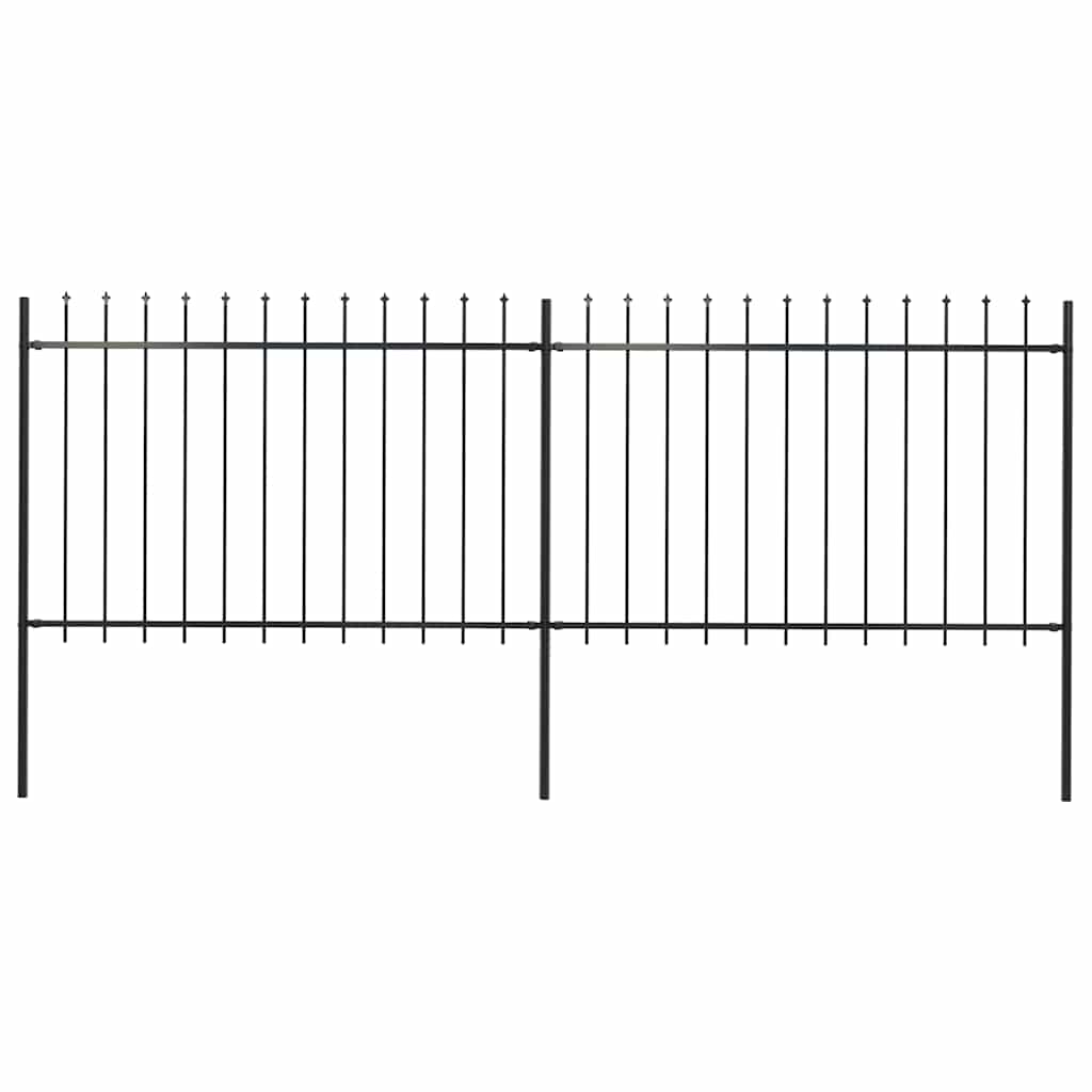 Garden Fence with Spear Top Steel 3.4 m Black