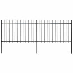 Garden Fence with Spear Top Steel 337x120 cm Black