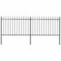 Garden Fence with Spear Top Steel 337x120 cm Black