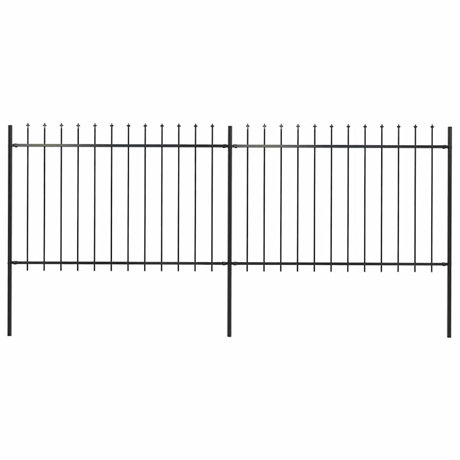 Garden Fence with Spear Top Steel 337x120 cm Black