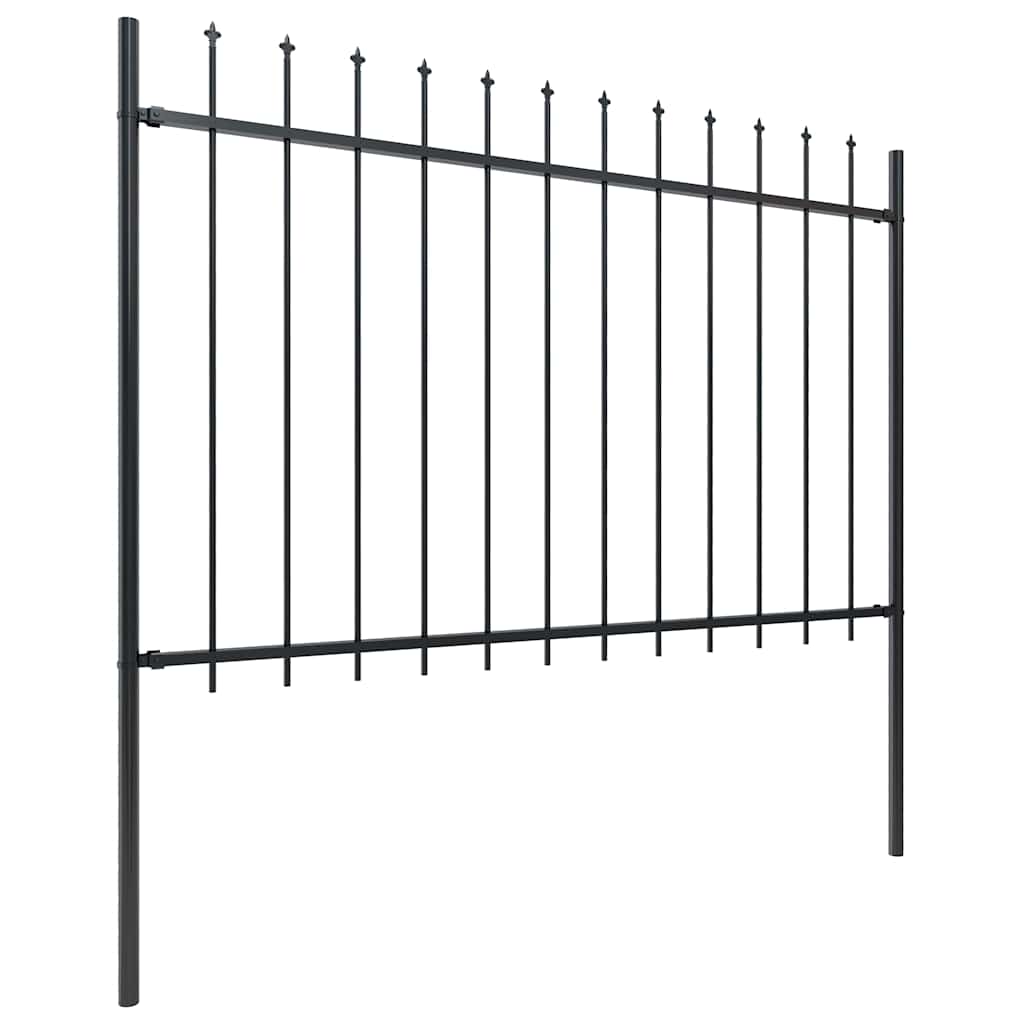 Garden Fence with Spear Top Steel 3.4 m Black