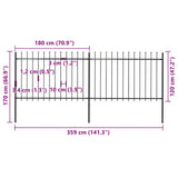 Garden Fence with Spear Top Steel 3.4 m Black