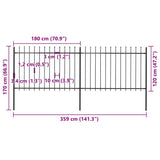Garden Fence with Spear Top Steel 3.4 m Black - 45-Degree Angle