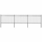 Garden Fence with Spear Top Steel 504x120 cm Black