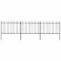Garden Fence with Spear Top Steel 504x120 cm Black
