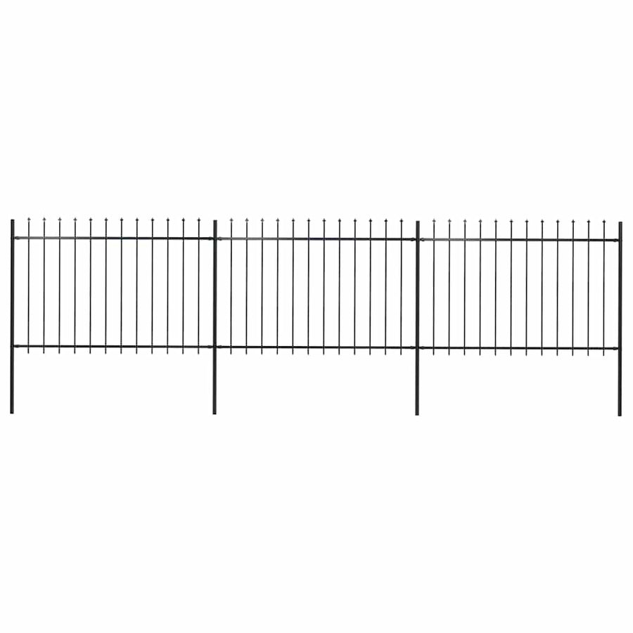 Garden Fence with Spear Top Steel 504x120 cm Black