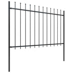 Garden Fence with Spear Top Steel 504x120 cm Black