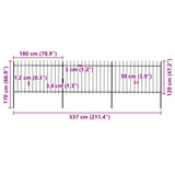 Garden Fence with Spear Top Steel 537x120 cm Black - 45-Degree Angle