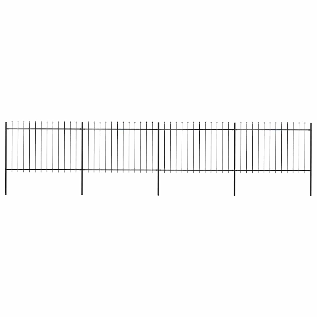 Garden Fence with Spear Top Steel 714.5x120 cm Black