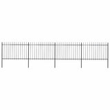 Garden Fence with Spear Top Steel 714.5x120 cm Black