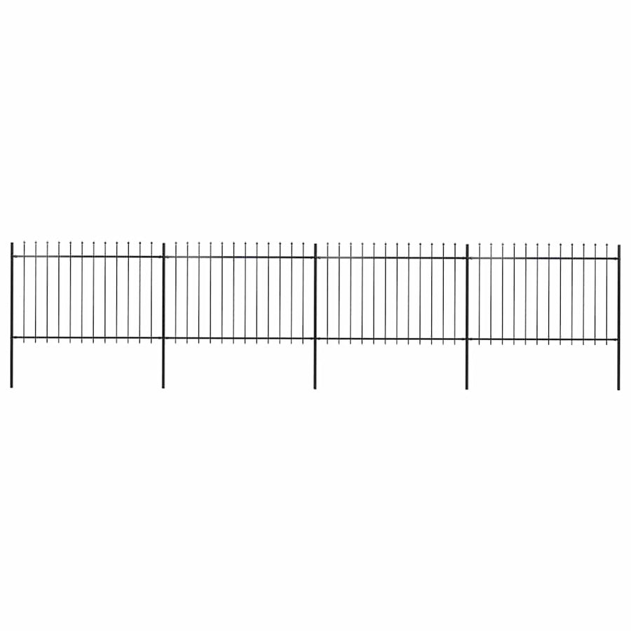 Garden Fence with Spear Top Steel 671x120 cm Black
