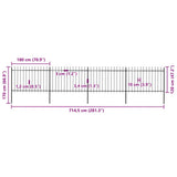 Garden Fence with Spear Top Steel 714.5x120 cm Black
