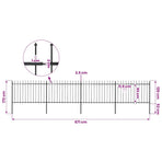 Garden Fence with Spear Top Steel 671x120 cm Black
