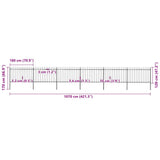 Garden Fence with Spear Top Steel 1070x120 cm Black - 45-Degree Angle