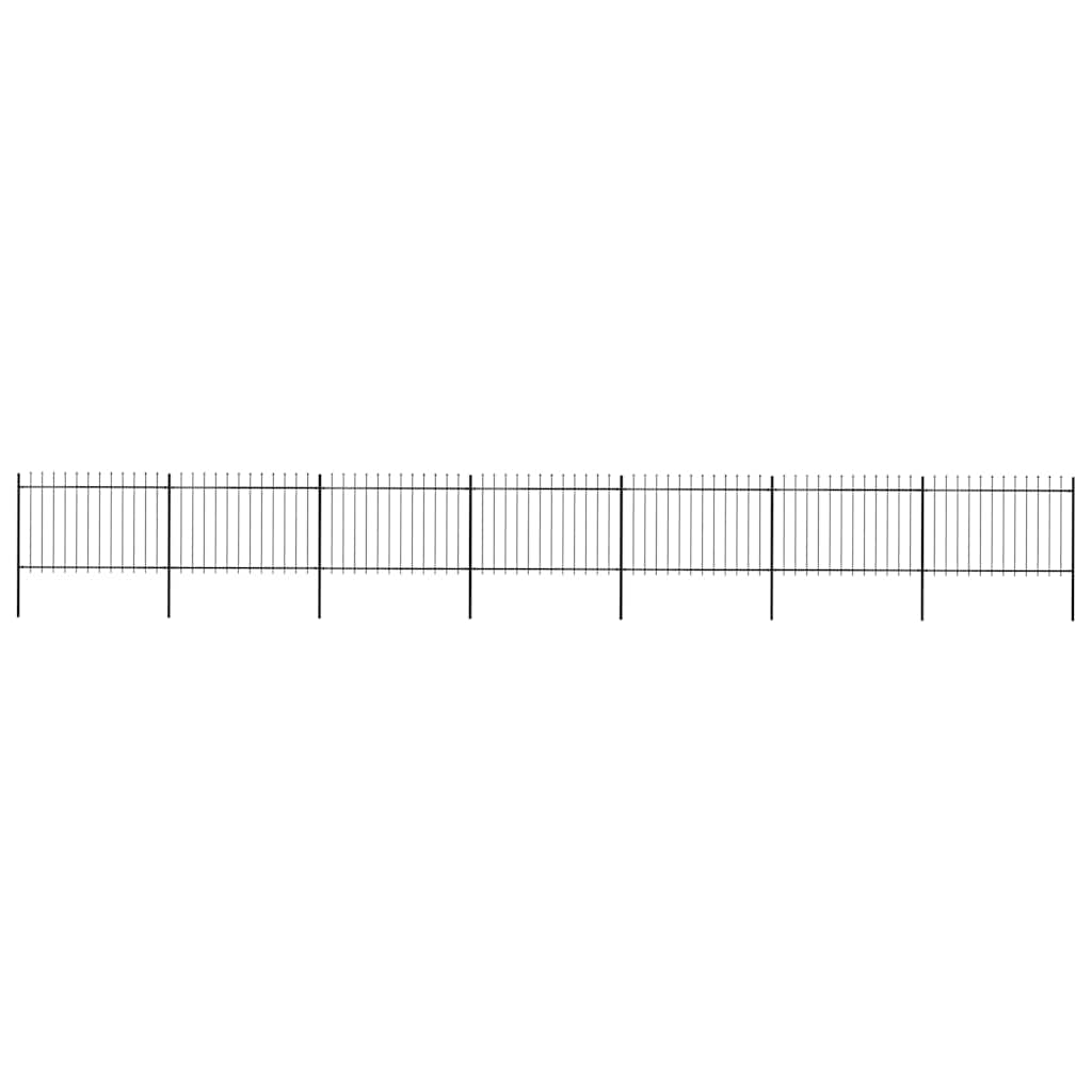 Garden Fence with Spear Top Steel 1248x120 cm Black
